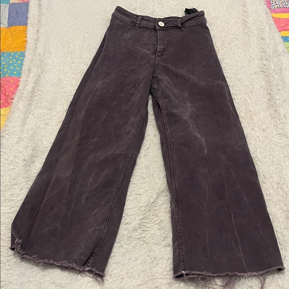 Zara Washed Purple Flare Jeans